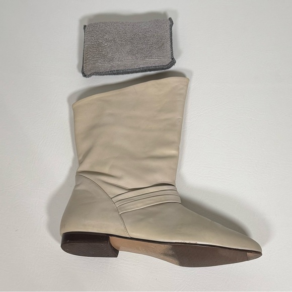 Vintage 80s Mister Shoes by Markon Mid-Calf Fold Over Leather Boots Sz 7 White - Picture 13 of 13